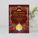 Search for beauty and the beast birthday invitations Red rose
