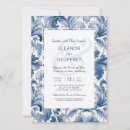 Search for blue damask wedding invitations Antique
