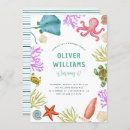 Search for starfish stamps birthday invitations Ocean