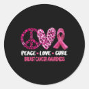 Search for peace love cure stickers Breast
