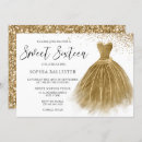Search for gold dress gown sweet 16 invitations Elegant