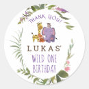 Search for wild one safari animals birthday stickers Monkey