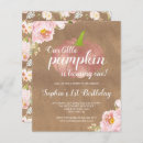 Search for pumpkin girl 1st birthday invitations Rustic