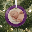 Search for purple christmas tree decorations Baby's first christmas
