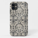 Search for vintage damask pattern iphone cases Black