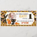 Search for 1st birthday halloween invitations Black cat