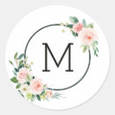 Search for pink floral monogram stickers Watercolor