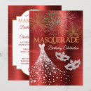Search for red gold sweet 16 invitations Masquerade