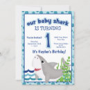 Search for shark 1st birthday invitations Ocean
