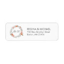 Search for monogram wedding invitation return address labels Floral wreath