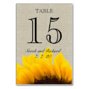 Search for sunflower numbers table cards Burlap