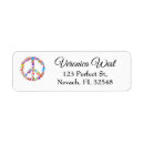 Search for peace symbol return address labels Aqua