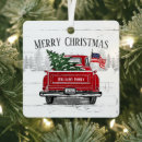 Search for white truck christmas tree decorations Vintage red truck