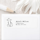 Search for black and white cat return address labels Minimalist