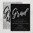 Search for glitter graduation invitations Silver