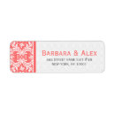 Search for red damask return address labels Girly