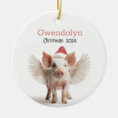Search for pink pig christmas tree decorations Flying