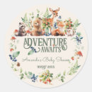 Search for cute woodland baby shower stickers Adventure awaits