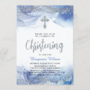 Search for blue and silver christening invitations Modern