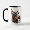 Search for doberman pinscher dog mugs Watercolor