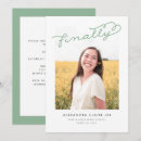Search for green and white graduation invitations High school graduation
