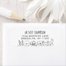 Search for black and white dog return address labels Minimalist