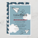 Search for time flies 1st birthday invitations Blue