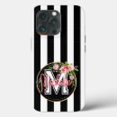 Search for flowers and stripes iphone cases Black and white