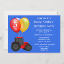 Search for red tractor birthday invitations Blue