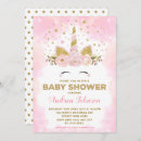 Search for magical unicorn baby shower invitations Pink and gold