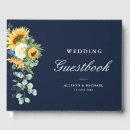 Search for navy blue and sunflower wedding guest books Rustic