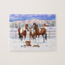 Search for horses and snow puzzles Winter