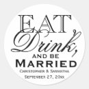 Search for eat drink be married wedding stickers Black and white