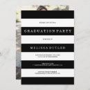 Search for black and white stripe graduation invitations Elegant