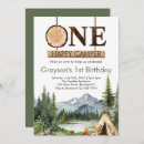 Search for camping 1st birthday invitations Adventure awaits