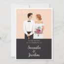 Search for cartoon wedding invitations Bride and groom