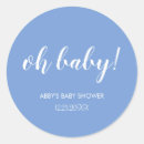 Search for blue baby shower stickers Round