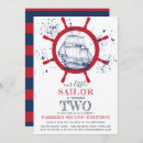 Search for sailor birthday invitations Navy blue