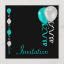 Search for teal black silver invitations White