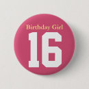 Search for birthday girl 16 badges Pink