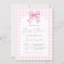 Search for pink gingham baby shower invitations Bow