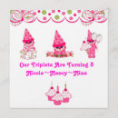 Search for triplets birthday invitations Pink