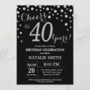 Search for black silver 40th birthday invitations Adult birthday party