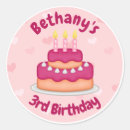 Search for cute 3rd birthday stickers Pink