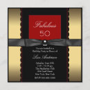 Search for womans gold black red birthday invitations Elegant