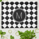 Search for black and white checkered tea towels Monogrammed