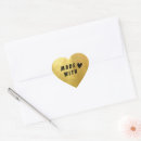 Search for gold heart stickers Made with love