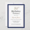 Search for blue and gold 50th birthday invitations Elegant