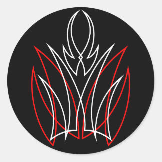 0001 Pinstripe Rojo & Blanco Classic Round Sticker