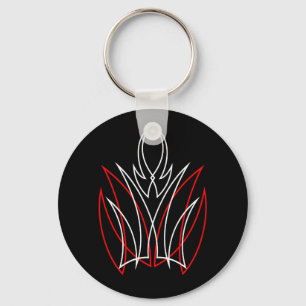 0001 Pinstripe Rojo & Blanco Key Ring
